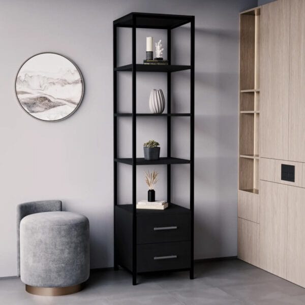Стелаж для дому з шухлядами в стилі Лофт чорний