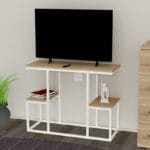 тумба під телевізор лофт біла + дуб сонома