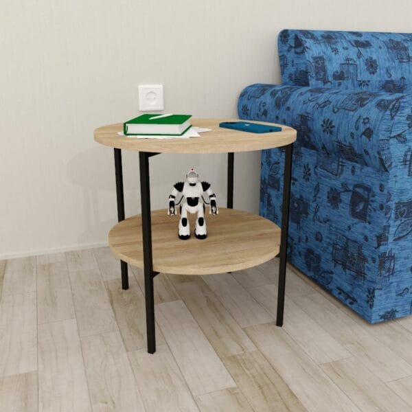 Журнальний столик у стилі Лофт круглий дуб сонома