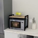 підставка кухонна, для мікрохвильовки біла чорна + дуб сонома