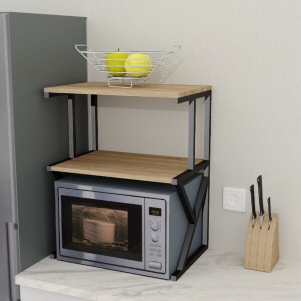 підставка кухонна, для мікрохвильовки чорний дуб сонома