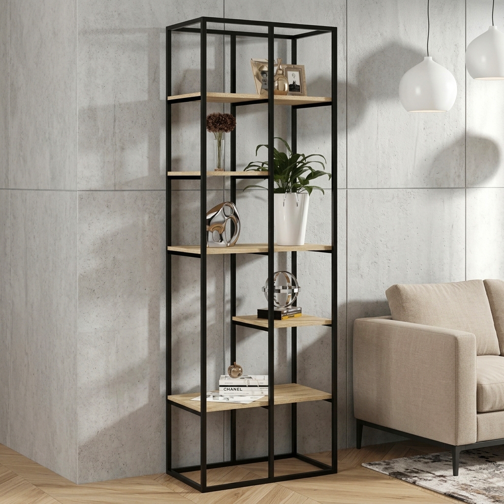 Rack-180-3-1 Стелаж книжковий для дому або офісу в стилі Лофт, каркас металевий 200*70 см | StepLoft Rack-180 - Зображення 1