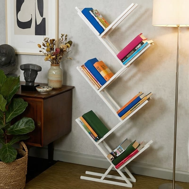 Rack-382-1 Стелаж для книг у стилі Лофт, каркас металевий, білий | StepLoft Rack-382 - Зображення 1