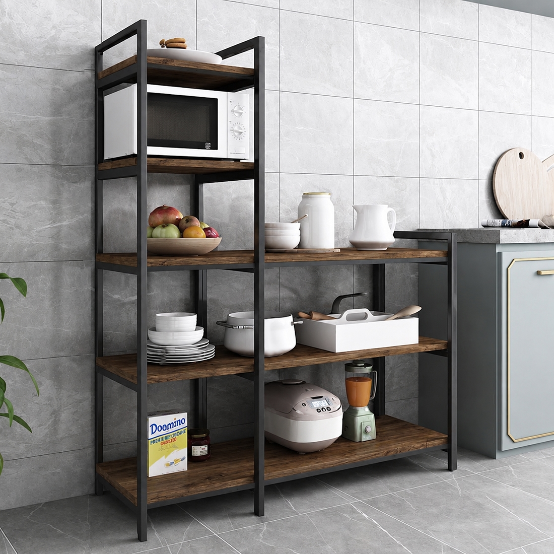 Rack-309-3-1 Стелаж кухонний у стилі Лофт, каркас металевий, полиці ДСП - StepLoft Rack-309 - Зображення 1