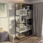 Стеллаж металлический в стиле Лофт StepLoft с кубами дсп