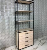 Стелаж книжний в стилі Лофт, з шухлядами, каркас металевий+дсп - StepLoft Rack-307 - Зображення 2