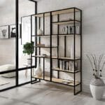 стеллаж в стиле лофт для дома много полок