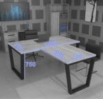 Стіл керівника/офісний у стилі Лофт металевий каркас, ДСП, чорний+білий | StepLoft Comp-table-237 - Зображення 2