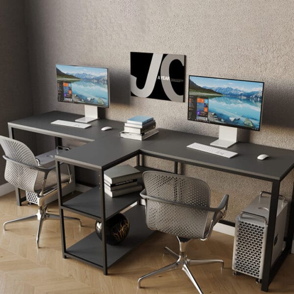 Стіл комп'ютерний для двох (офісний) у стилі Лофт каркас металевий StepLoft Сomp-table-221