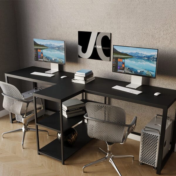 Стіл комп'ютерний для двох (офісний) у стилі Лофт каркас металевий StepLoft Сomp-table-222