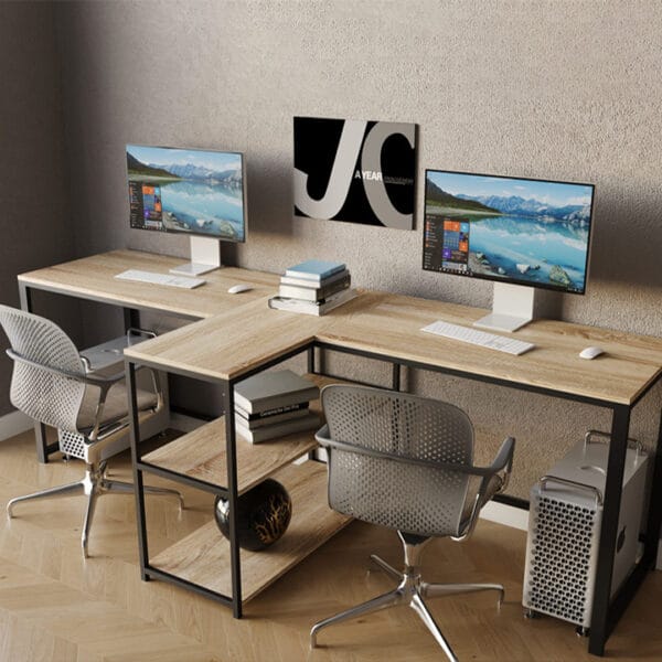 Стіл комп'ютерний для двох (офісний) у стилі Лофт каркас металевий StepLoft Сomp-table-224