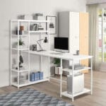 Стіл письмовий/комп'ютерний каркас металевий з полицями в стилі Лофт, Білий | StepLoft Comp-table-233