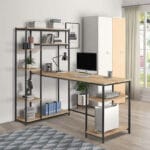 Стіл письмовий/комп'ютерний каркас металевий з полицями в стилі Лофт, Дуб Сонома | StepLoft Comp-table-234