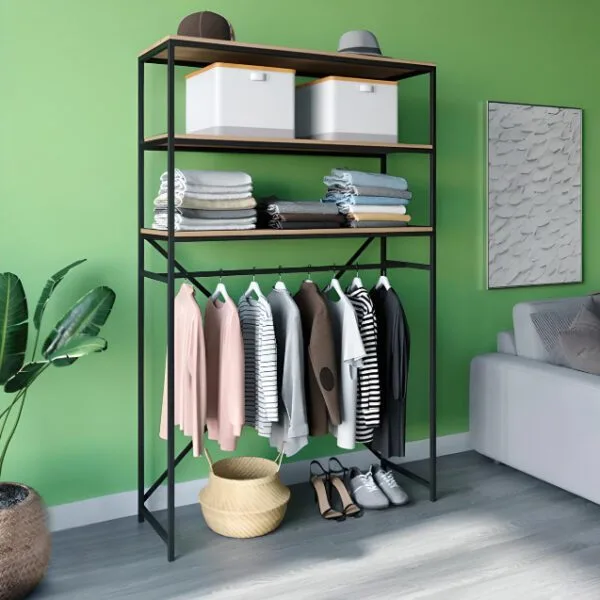 стойка стеллаж для одежды дуб сонома