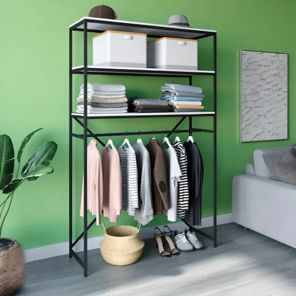 стойка стеллаж для одежды белая