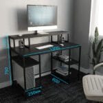 Стіл комп’ютерний у стилі Лофт каркас металевий з поличками, 130×60 см, чорний, StepLoft Comp-table-175 - Зображення 2