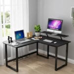 Стіл комп'ютерний кутовий з полицею в стилі Лофт каркас металевий, чорний - StepLoft Comp-table-126 - Зображення 2