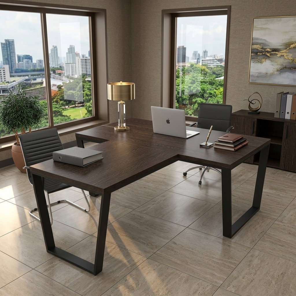 Comp-table-177-4-1 стол руководителя в стиле лофт каркас металлический