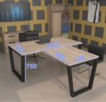 Стіл керівника/офісний у стилі Лофт металевий каркас, ДСП, чорний+дуб сонома StepLoft Comp-table-178 - Зображення 2