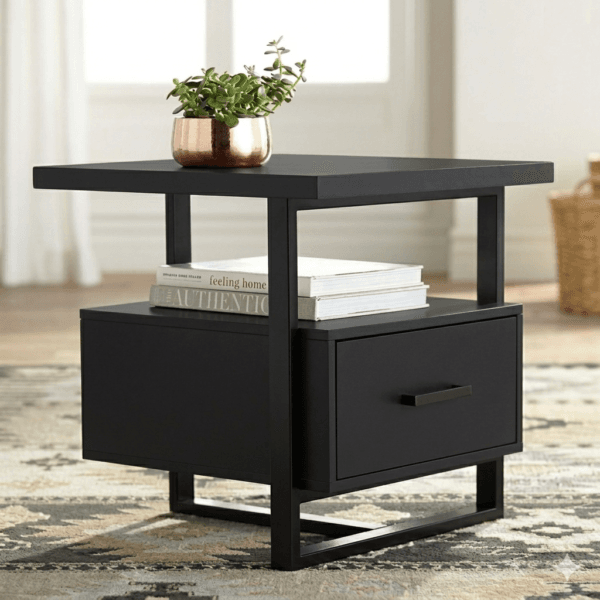 Тумба прикроватная в стиле Лофт, чёрная