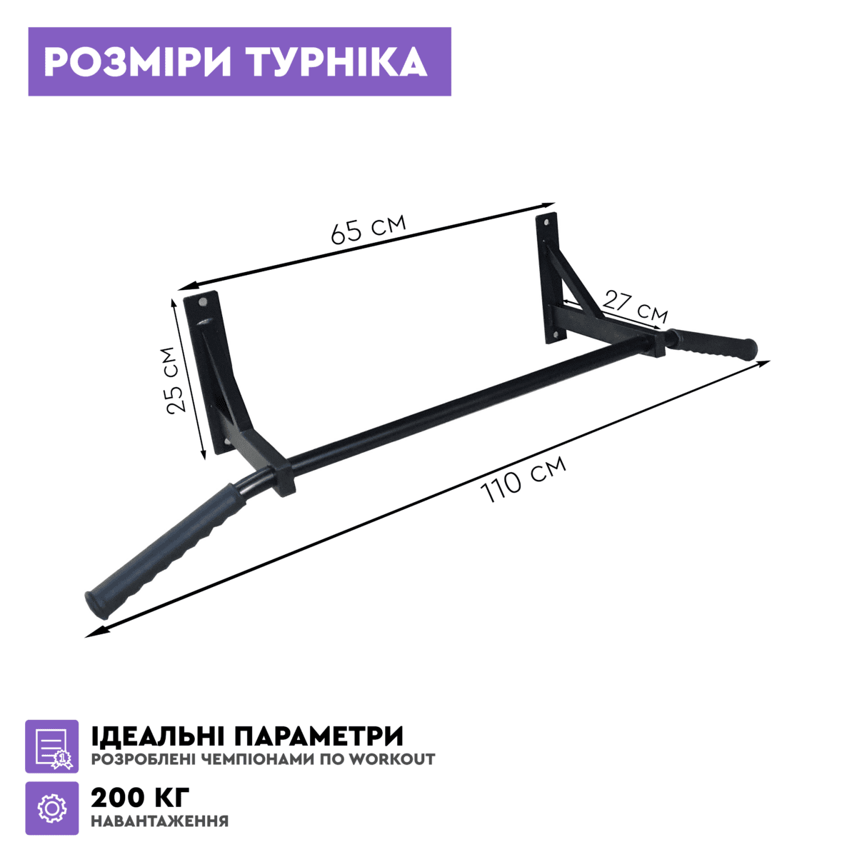 Турник наддверный RichSport Черный Hor-bar-106. Крепежи в комплекте!