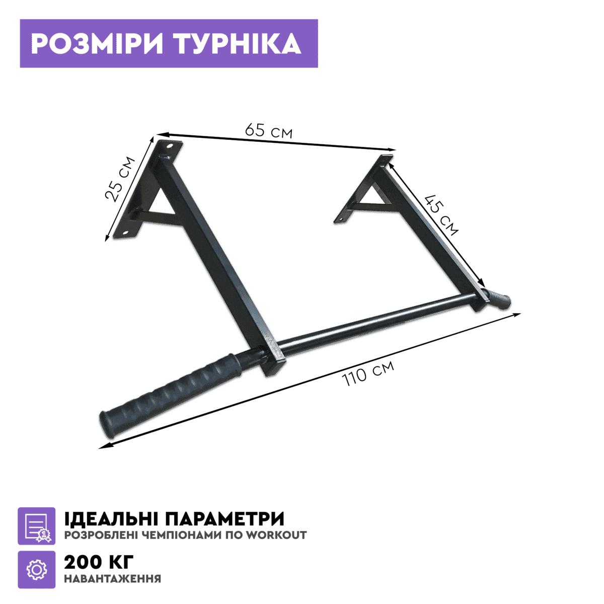 Турник настенный RichSport Черный Hor-bar-109. Крепежи в комплекте!