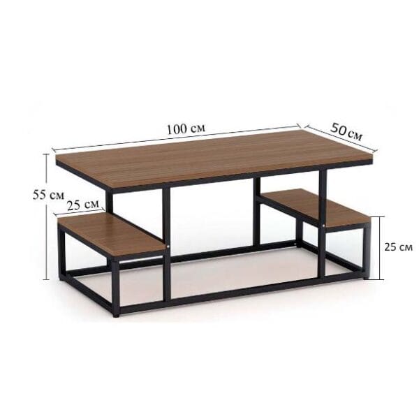 Журнальний столик у стилі Лофт дуб таверна з полицями