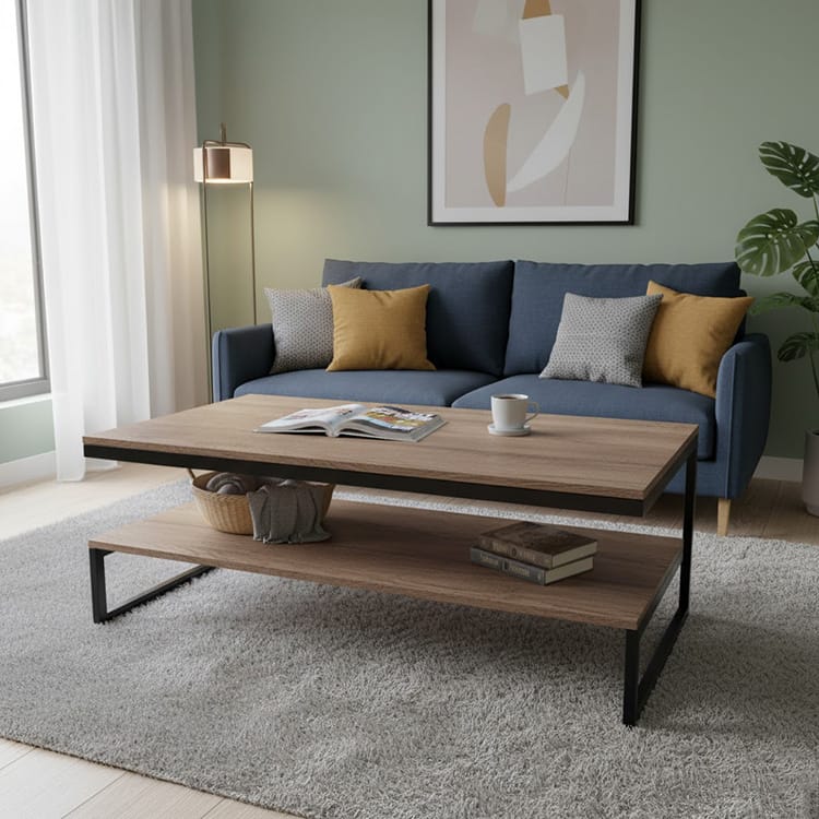 Cof-tab-115-1 Журнальний столик металевий з полицею в стилі Лофт StepLoft Cof-tab-115 - Зображення 1