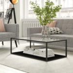 Журнальний столик у стилі Лофт металевий каркас, зі склом - StepLoft Cof-tab-127