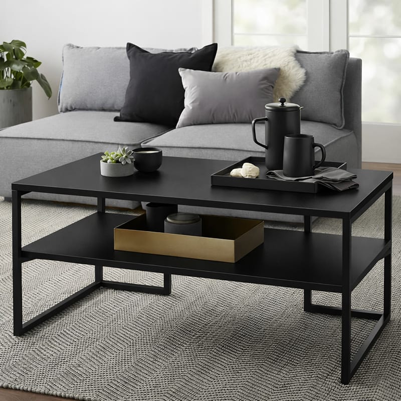 Cof-tab-231-2-2 Журнальний столик у стилі Лофт, чорний - StepLoft Cof-tab-231 - Зображення 1