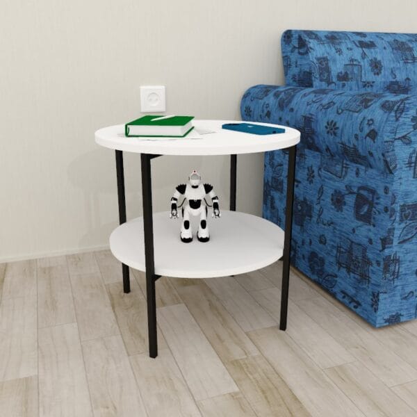 Журнальний столик у стилі Лофт круглий білий